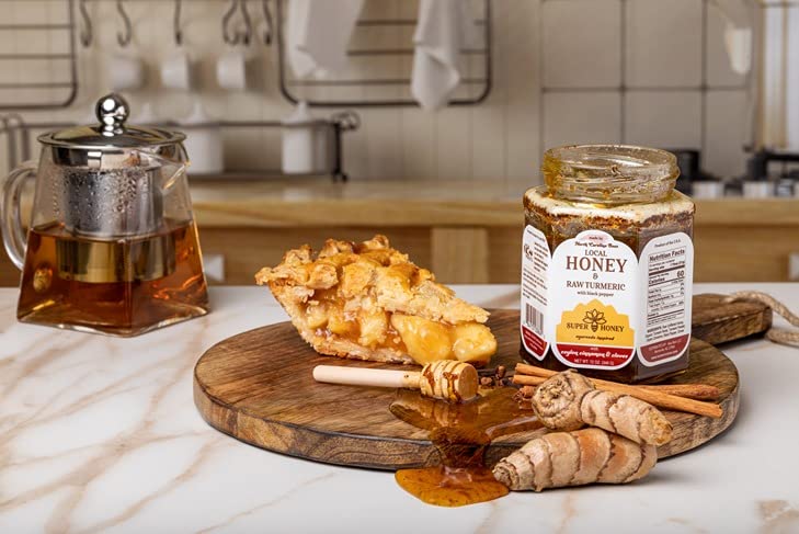 "It's not just honey; it's a flavor experience that takes your taste buds on a journey." SUPER HONEY - North Carolina Turmeric Honey with Ceylon Cinnamon, Clove & Black Pepper - APPLE PIE HONEY