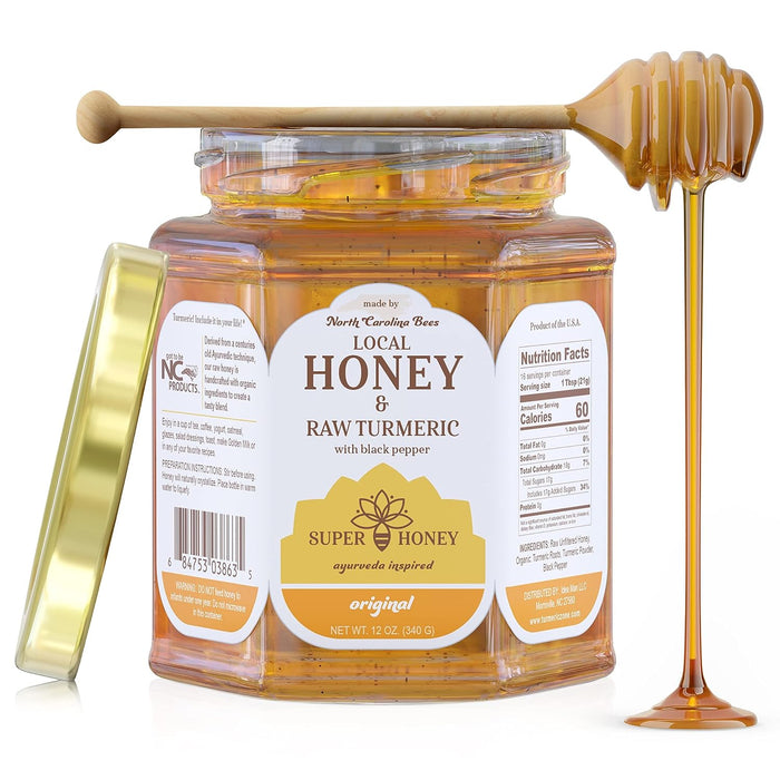 SUPER HONEY - North Carolina Turmeric Honey with Black Pepper - Ayurveda Inspired Pure Honey