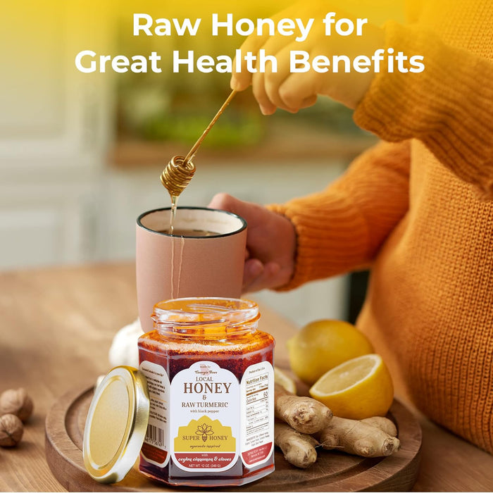 SUPER HONEY - Georgia Turmeric Honey with Ceylon Cinnamon, Clove & Black Pepper - Ayurveda Inspired Pure Honey