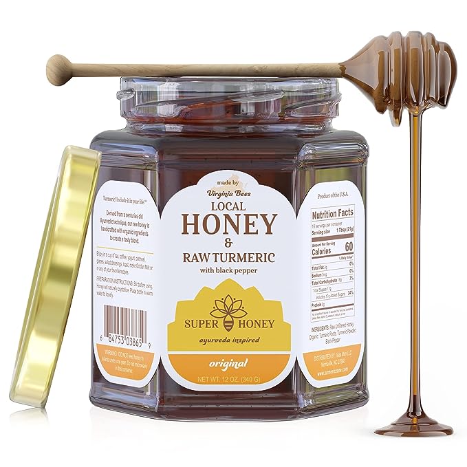 SUPER HONEY - Virginia Turmeric Honey with Black Pepper - Ayurveda Inspired Pure Honey