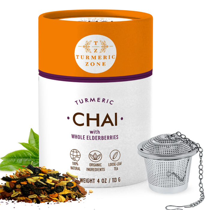 Turmeric Zone - Organic Turmeric Chai with Elderberry Tea - 4.75 oz