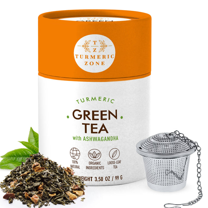 Turmeric Zone - Organic Turmeric Green Tea with Ashwagandha - 3.50 oz