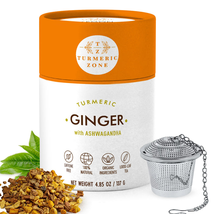 Turmeric Zone - Organic Turmeric Ginger with Ashwagandha Tea - 4.85 oz