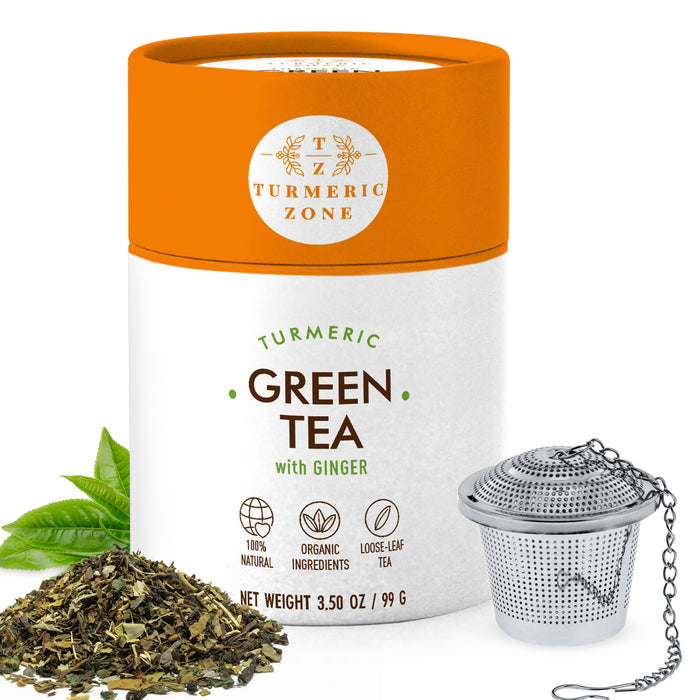 Turmeric Zone - Organic Turmeric Green Tea with Ginger- 3.50 oz