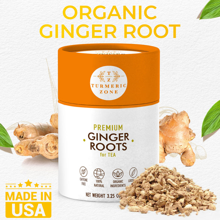 Turmeric Zone - Organic Premium Ginger Root for Tea - 3.25 oz