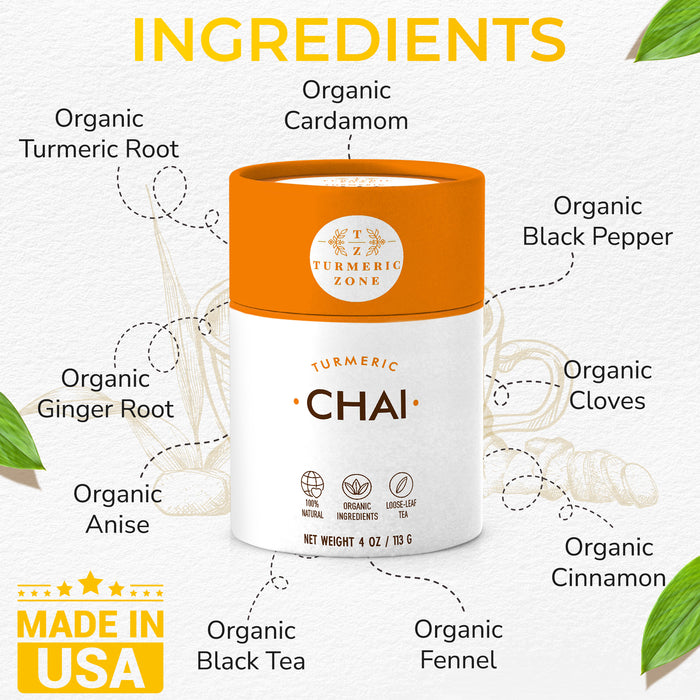 Turmeric Zone - Organic Turmeric Chai Tea - 4 oz