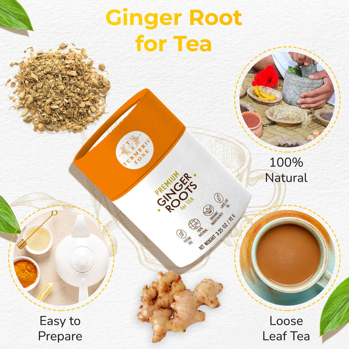 Turmeric Zone - Organic Premium Ginger Root for Tea - 3.25 oz