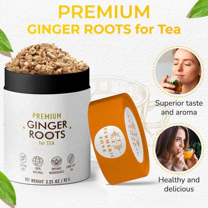 Turmeric Zone - Organic Premium Ginger Root for Tea - 3.25 oz