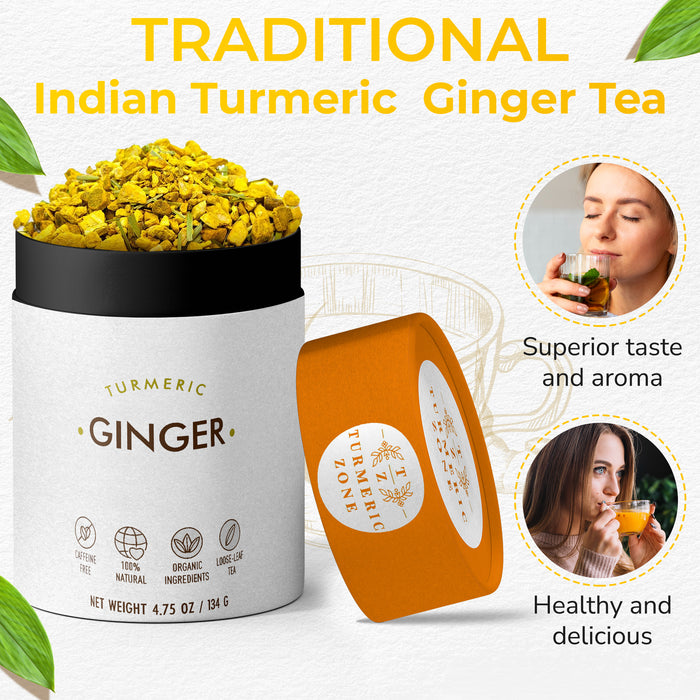 Turmeric Zone - Organic Turmeric Ginger Tea - 4.25 oz