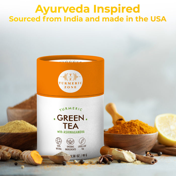 Turmeric Zone - Organic Turmeric Green Tea  with Ashwagandha - 3.50 oz