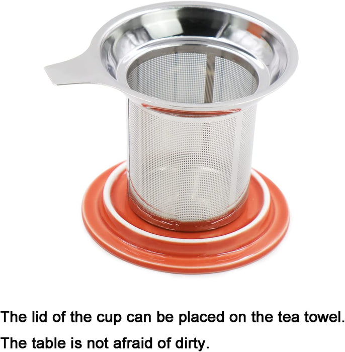 Ceramic Tea mug with Infuser and Lid 14oz
