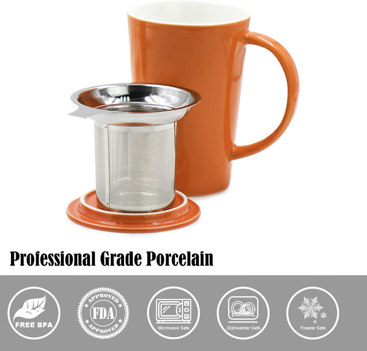Ceramic Tea mug with Infuser and Lid 14oz