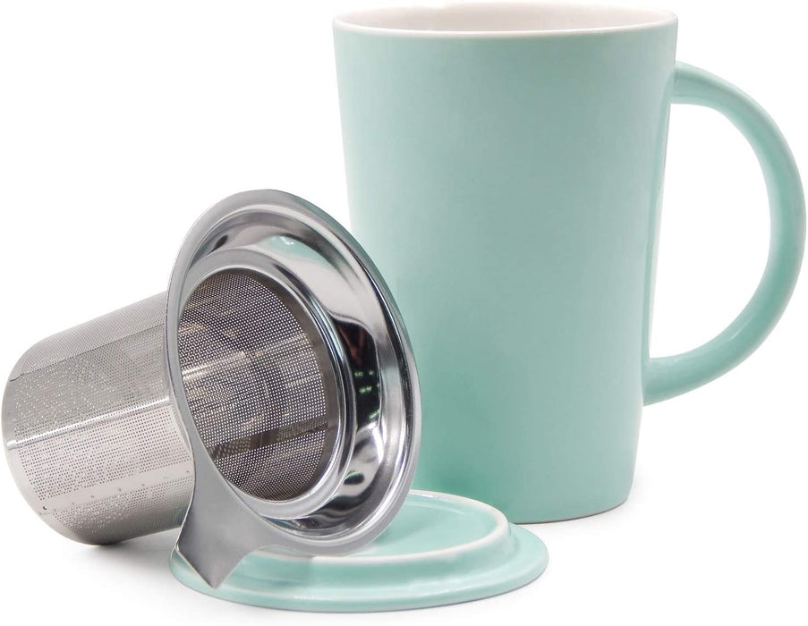 Ceramic Tea mug with Infuser and Lid 14oz
