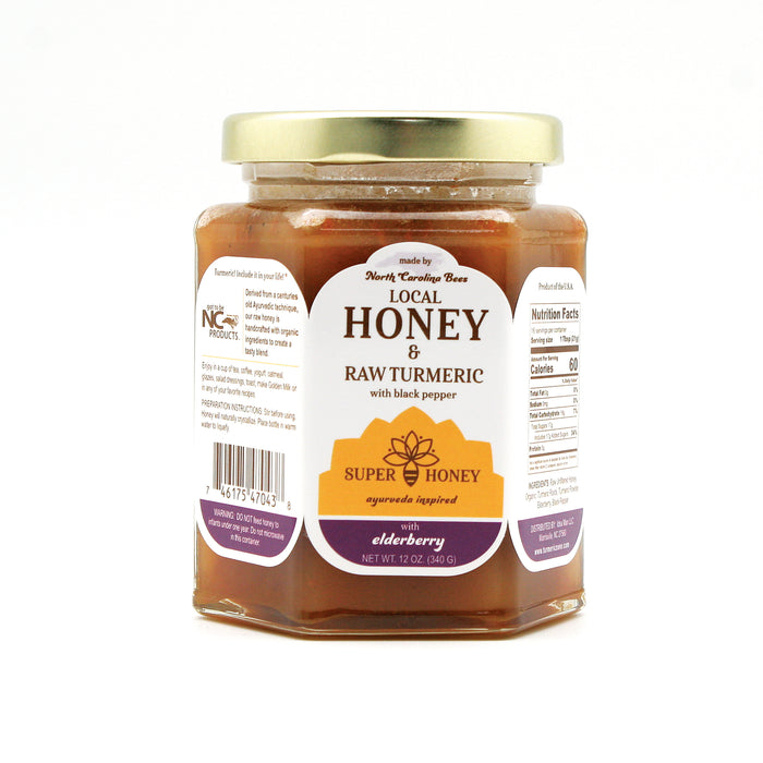 Turmeric Elderberry Raw Honey with Black Pepper | Ayurvedic | Super Honey | Pure Wildflower Honey