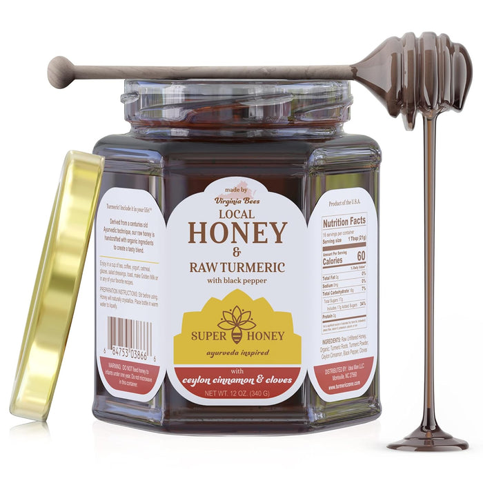 SUPER HONEY - Virginia Turmeric Honey with Ceylon Cinnamon, Clove & Black Pepper - Ayurveda Inspired Pure Honey