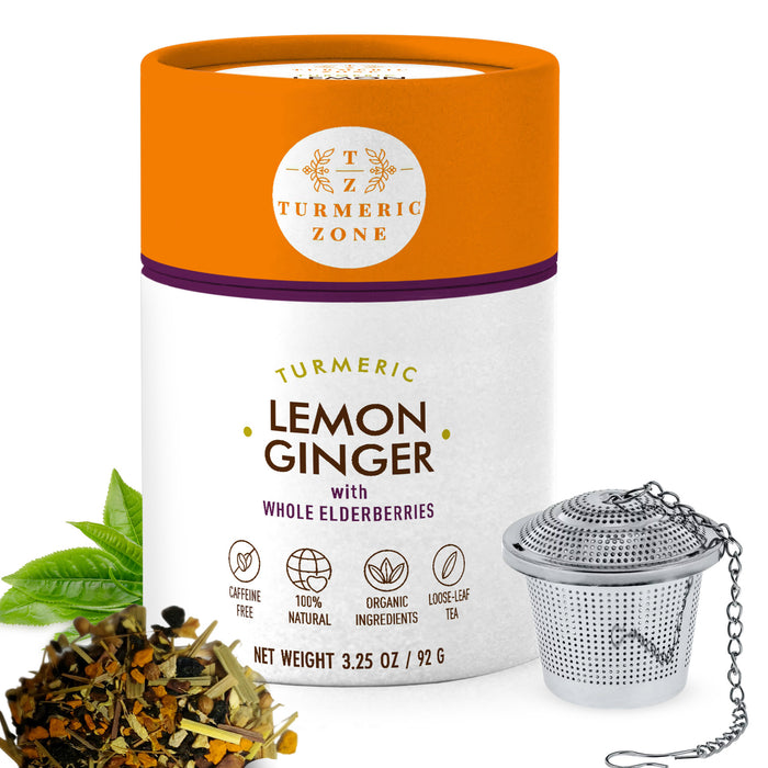 Turmeric Zone - Organic Turmeric Lemon Ginger with Elderberry Tea - 3.25 oz