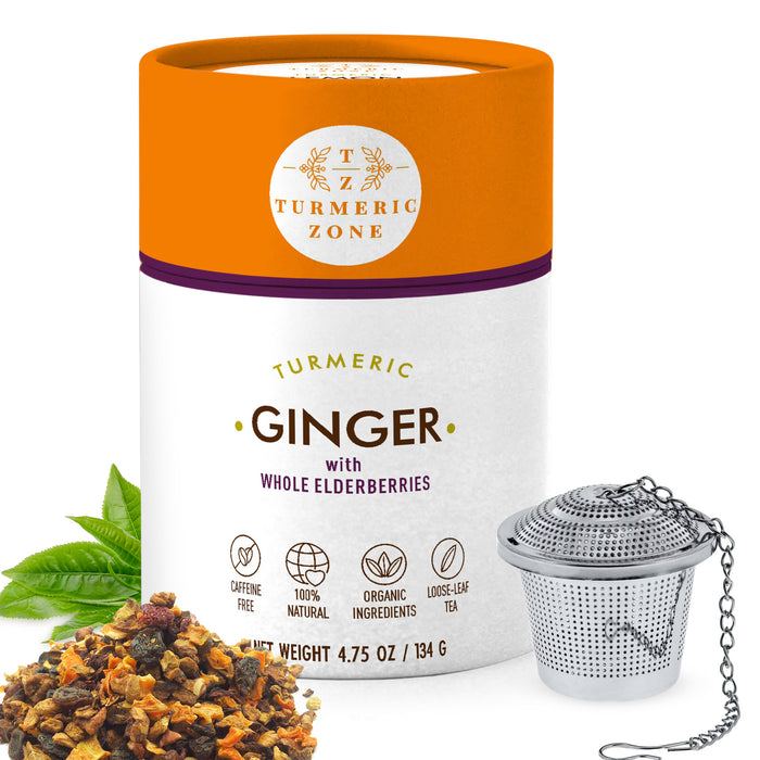 Turmeric Zone - Organic Turmeric Ginger Elderberry Tea - 4.75 oz