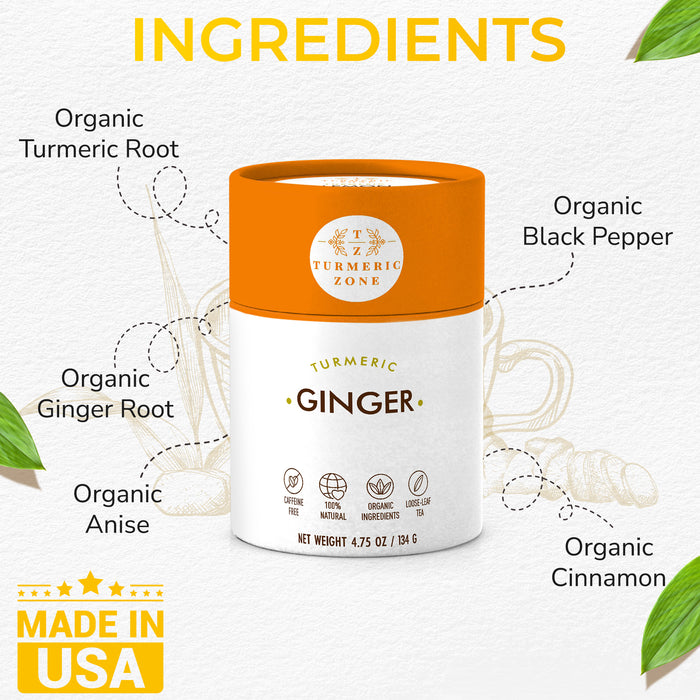 Turmeric Zone - Organic Turmeric Ginger Tea - 4.25 oz