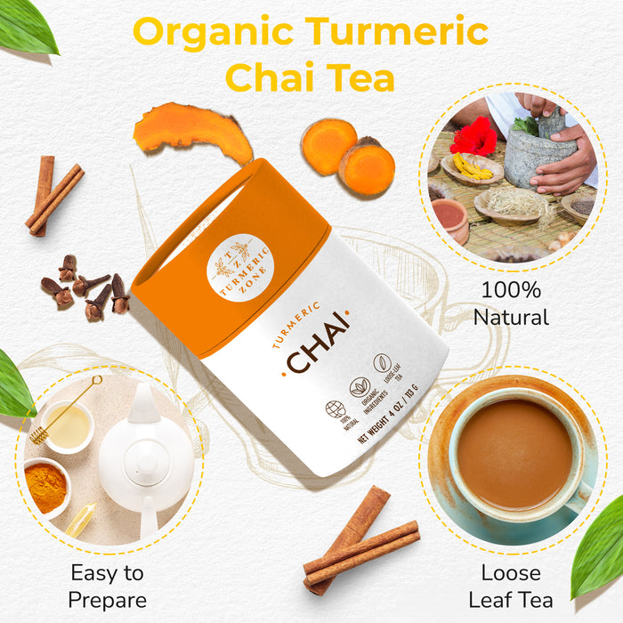 Turmeric Zone - Organic Turmeric Chai Tea - 4 oz