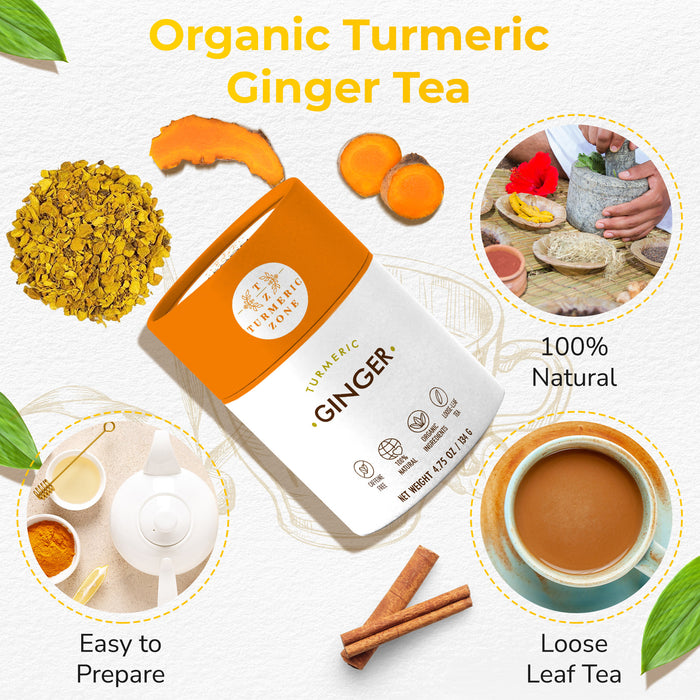 Turmeric Zone - Organic Turmeric Ginger Tea - 4.25 oz