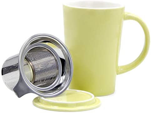 Ceramic Tea mug with Infuser and Lid 14oz