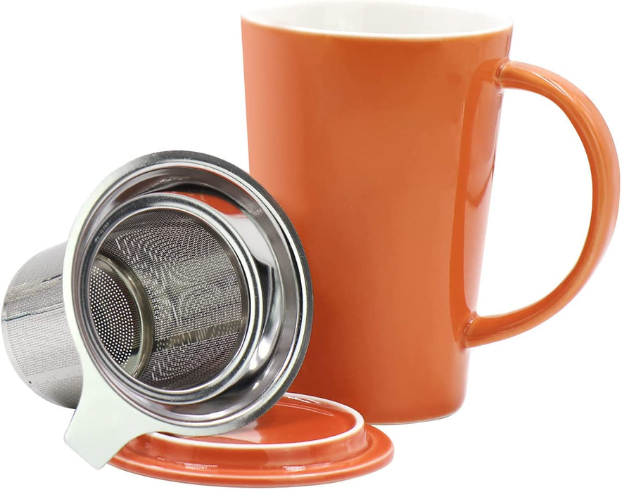 Ceramic Tea mug with Infuser and Lid 14oz