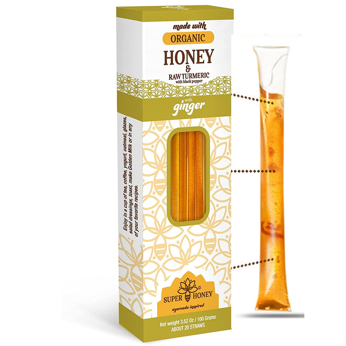 Turmeric Ginger Honey Sticks for Tea Turmeric Honey w/ Black Pepper Straws Alternative to Honey Spoons